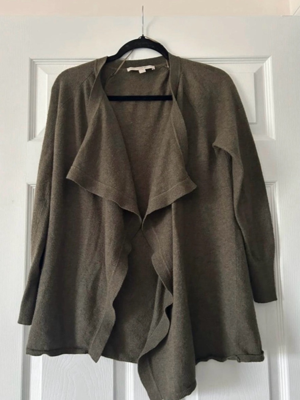 LOFT Olive Draped Open-Front Cardigan